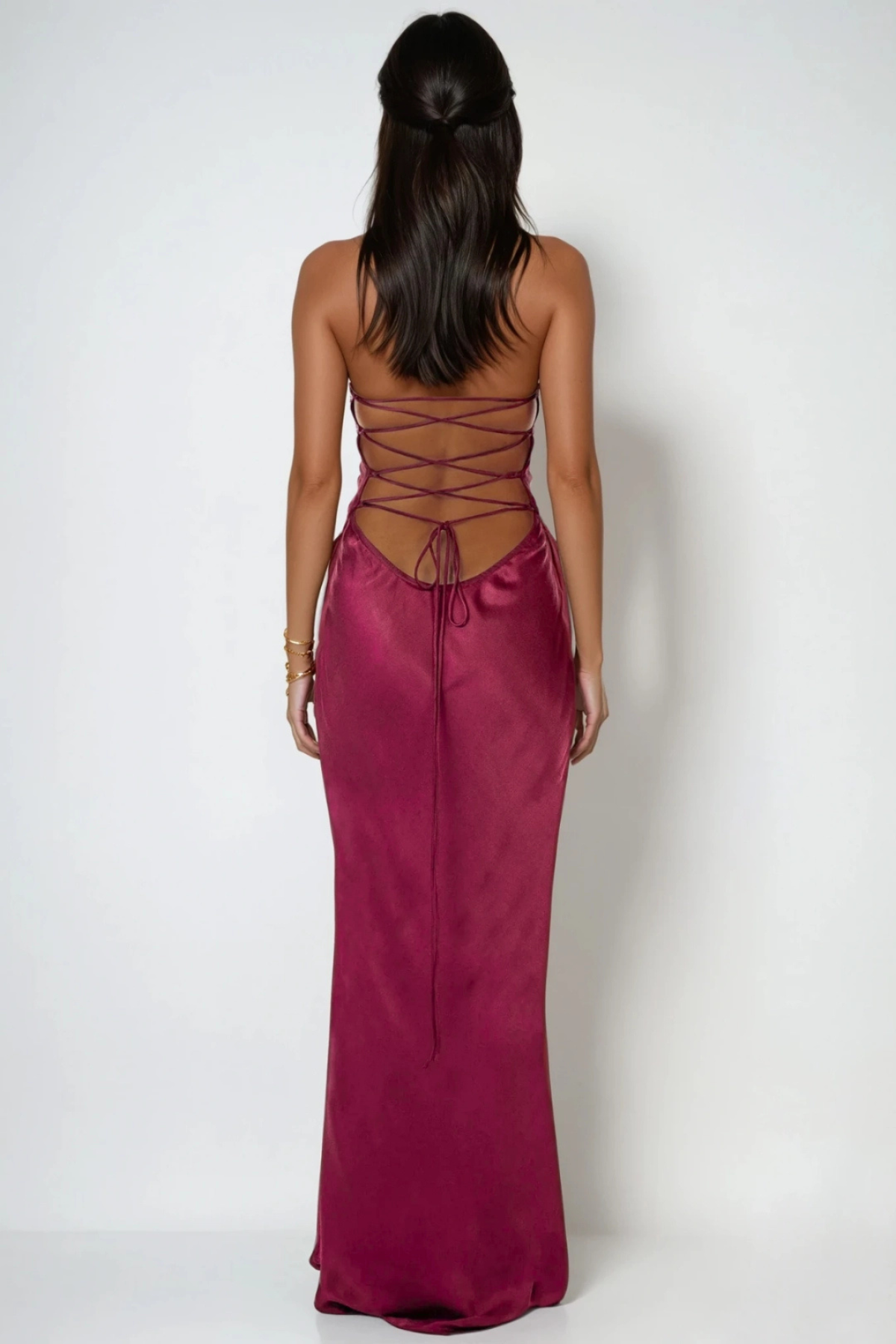Robe de soirée femme bustier cristaux dos nu – Image 4