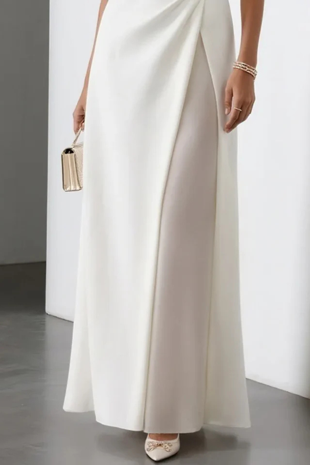Tenue de soirée fluide femme encolure bateau drapée – Image 3