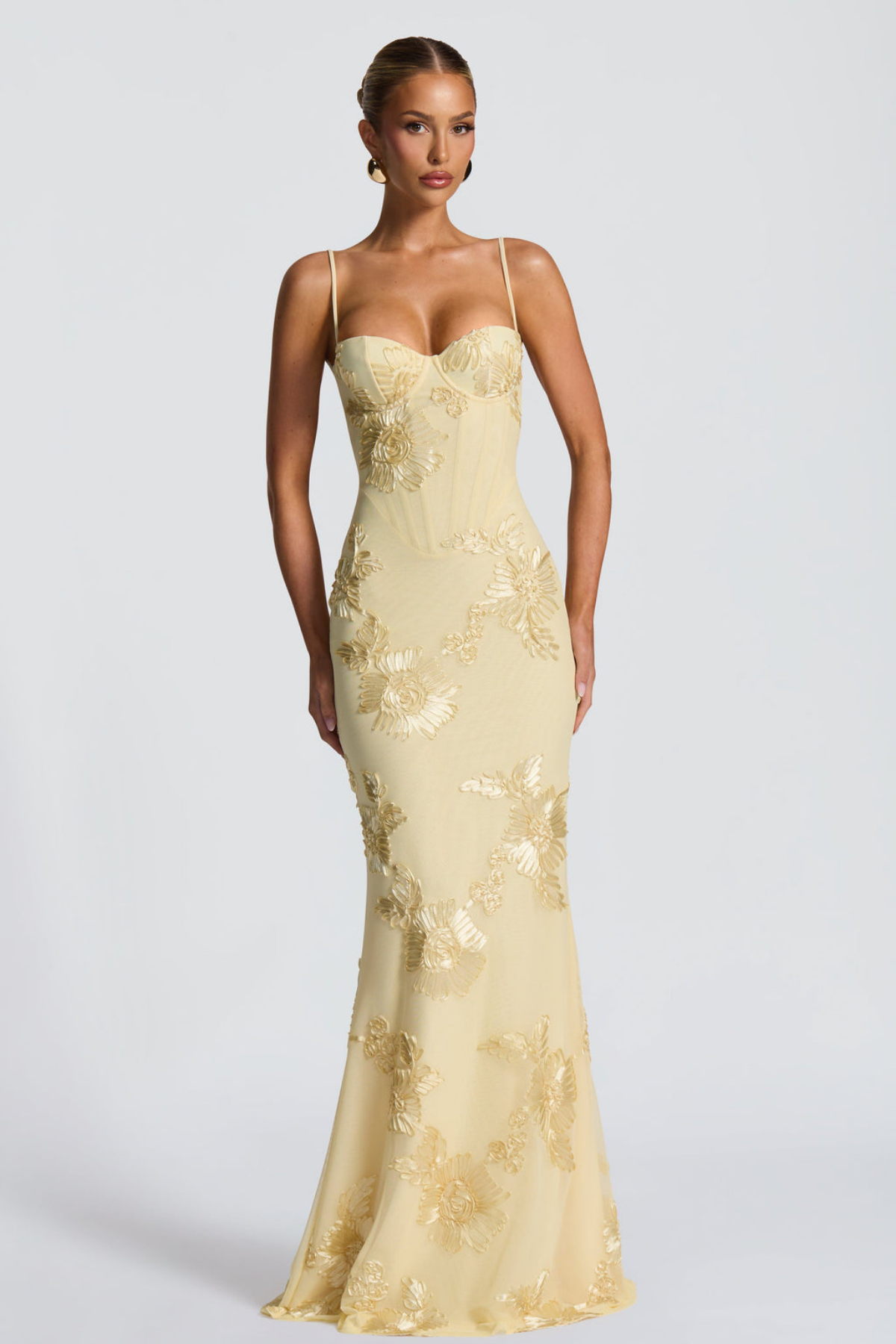 Robe femme coupe corset broderie florale soirée chic – Image 2