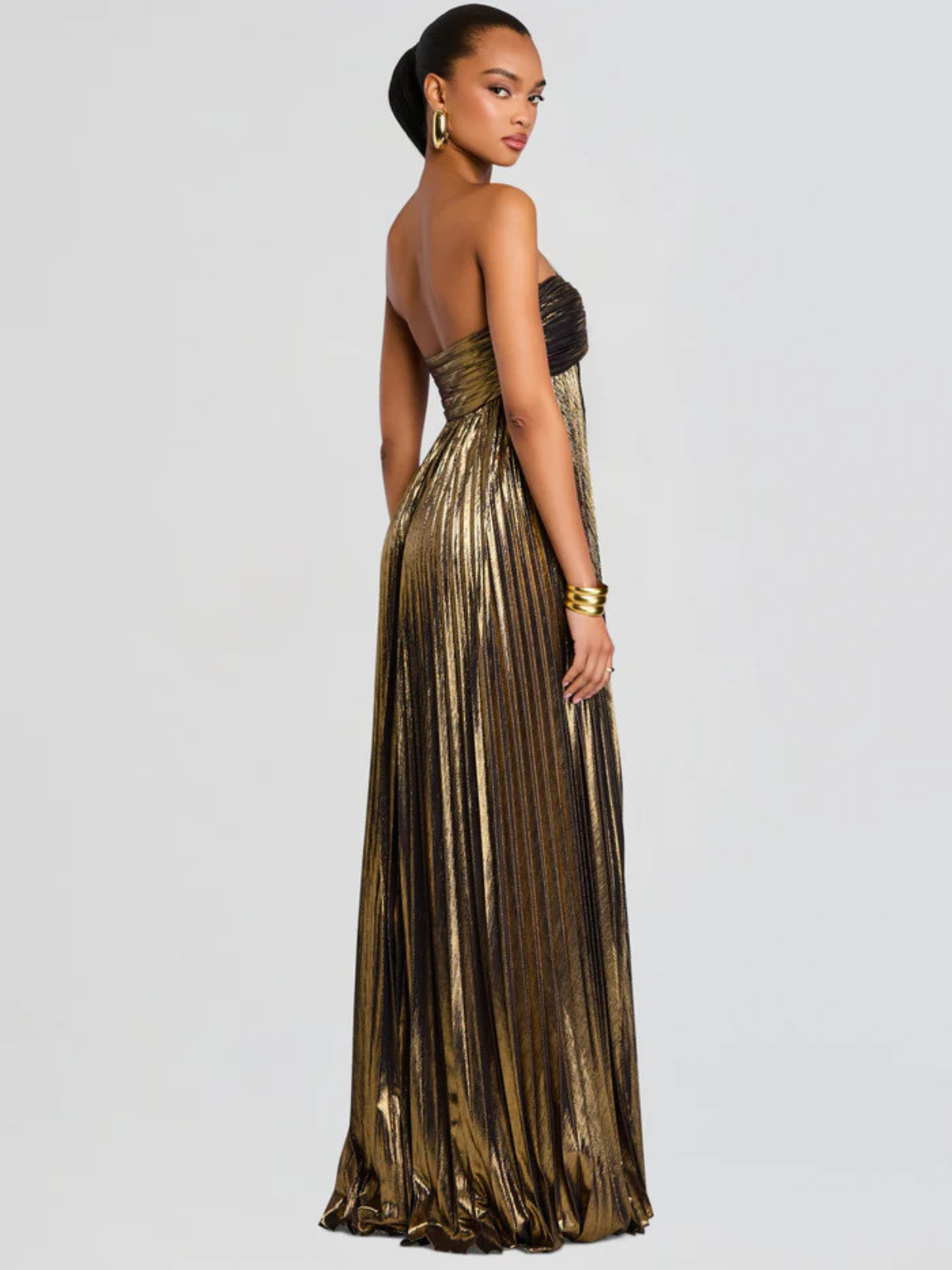 Robe femme soirée métallisée plissée élégante – Image 10