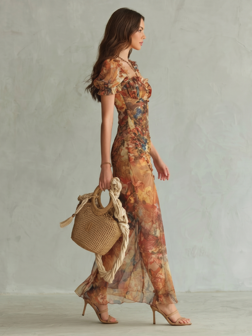 Robe femme ajustée fluide encolure délicate été – Image 2
