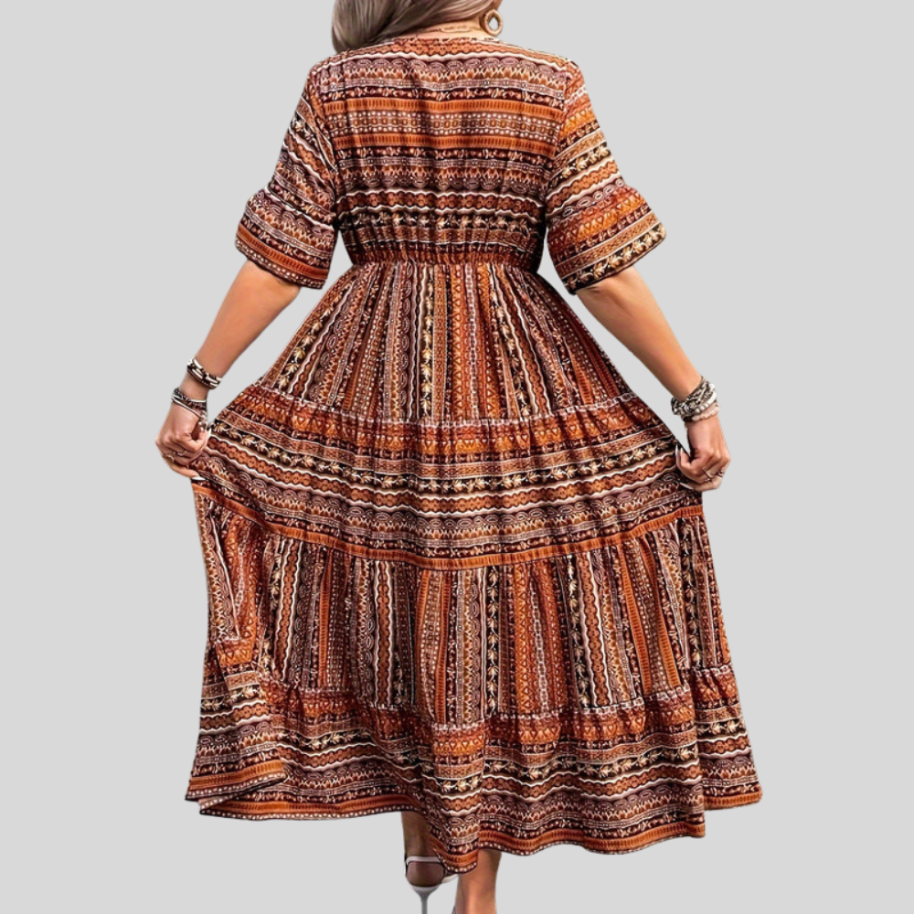 Robe longue femme fluide ethnique élégante – Image 4