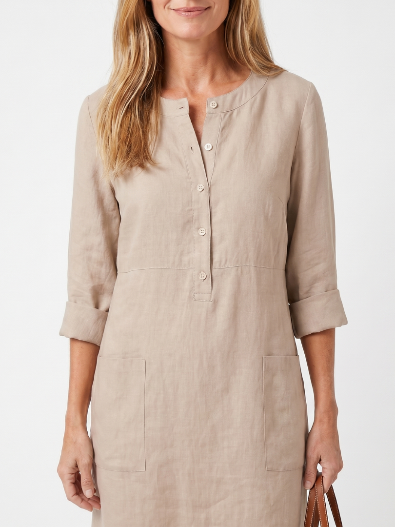 Robe femme manches trois-quarts coupe décontractée poches – Image 6