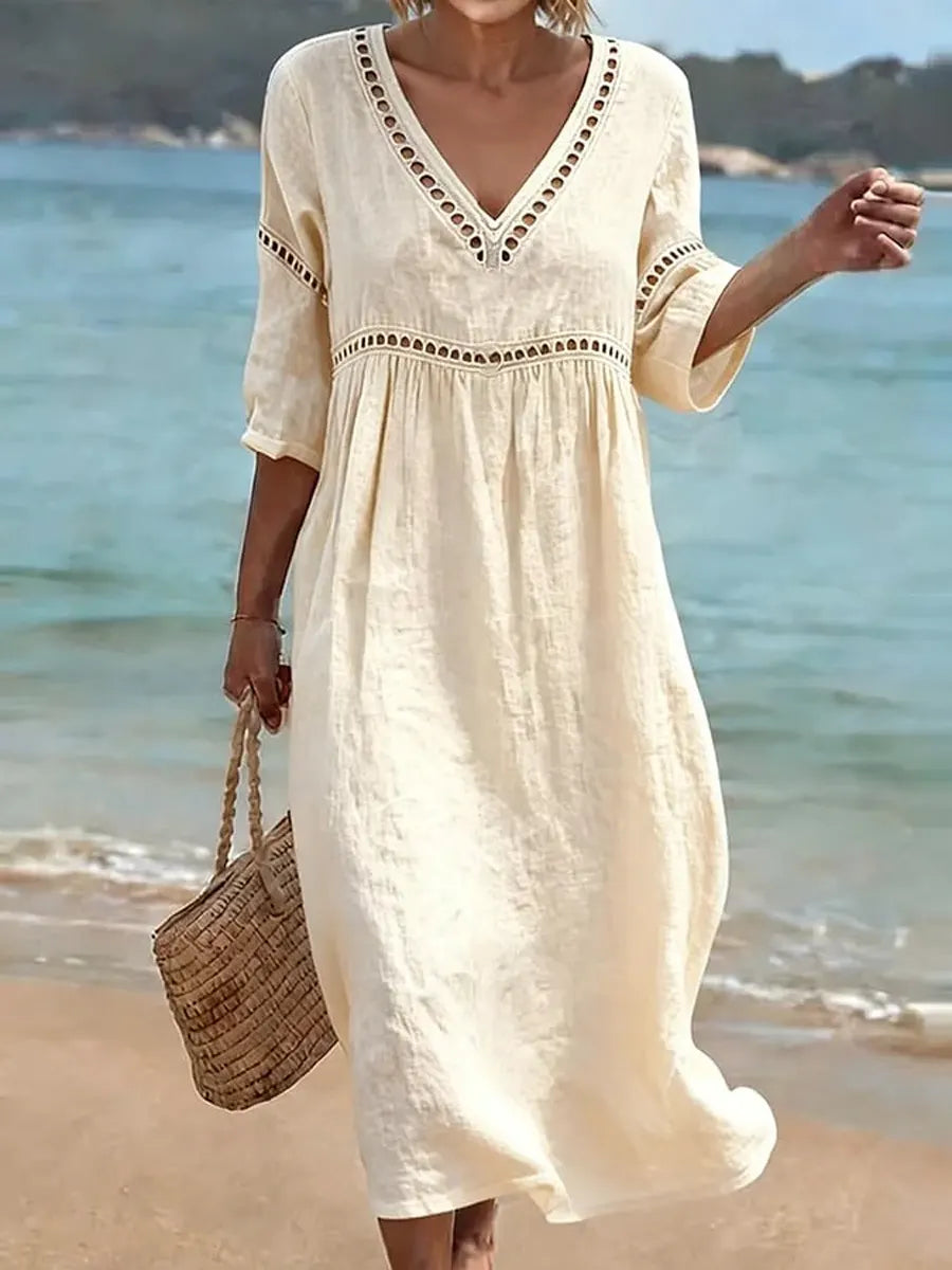 Robe femme coton respirant poches latérales – Image 2