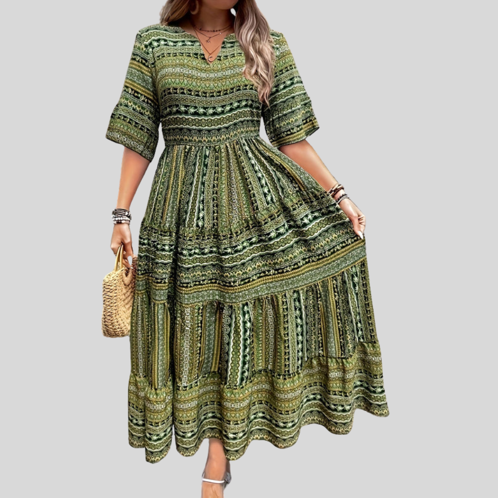 Robe longue femme fluide ethnique élégante
