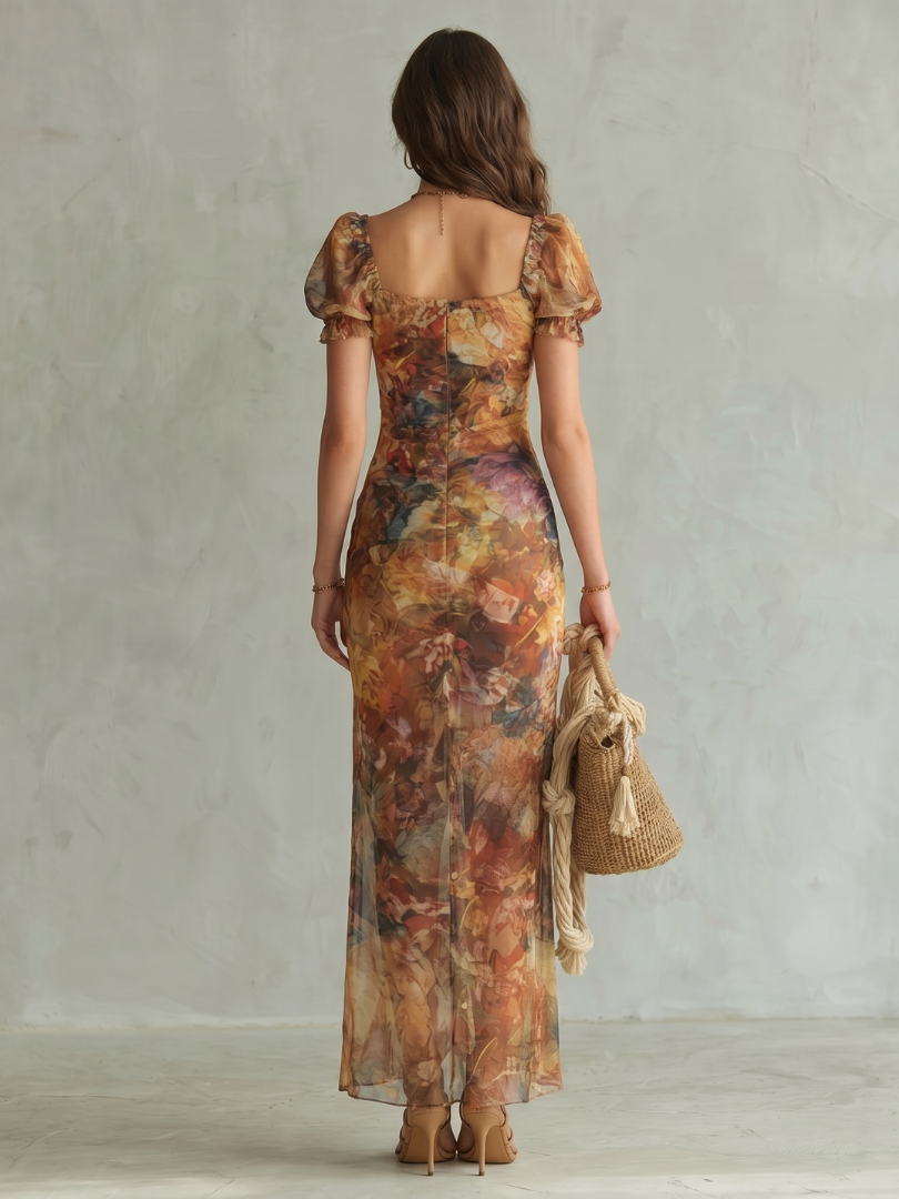 Robe femme ajustée fluide encolure délicate été – Image 4