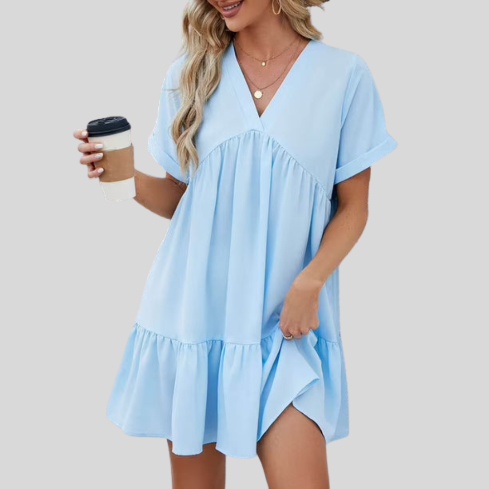 Robe femme été col V fluide et aérienne – Image 2
