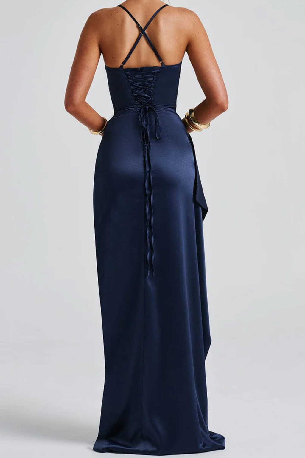 Robe de cérémonie longue plissée à fente latérale – Image 5