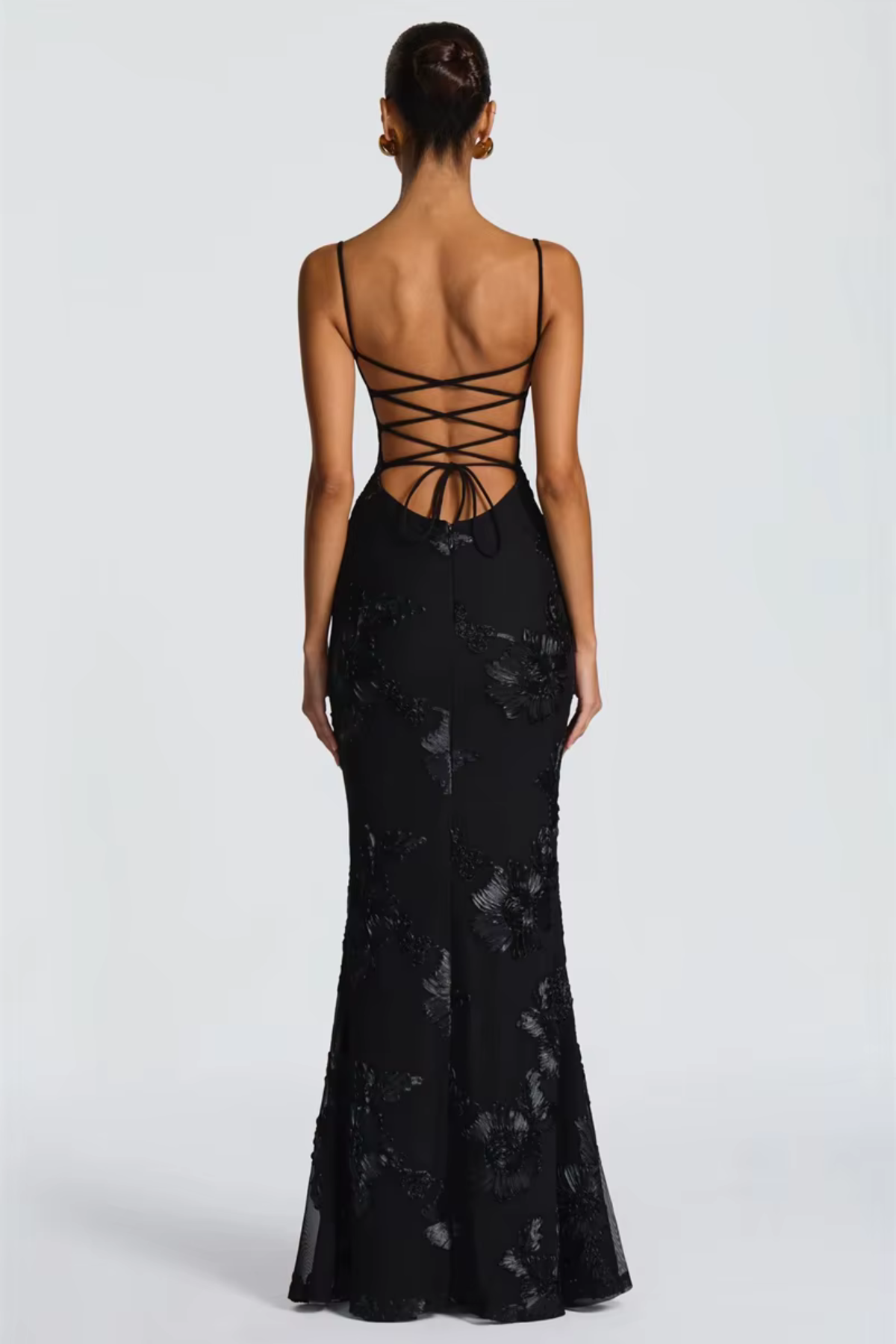 Robe femme coupe corset broderie florale soirée chic – Image 12