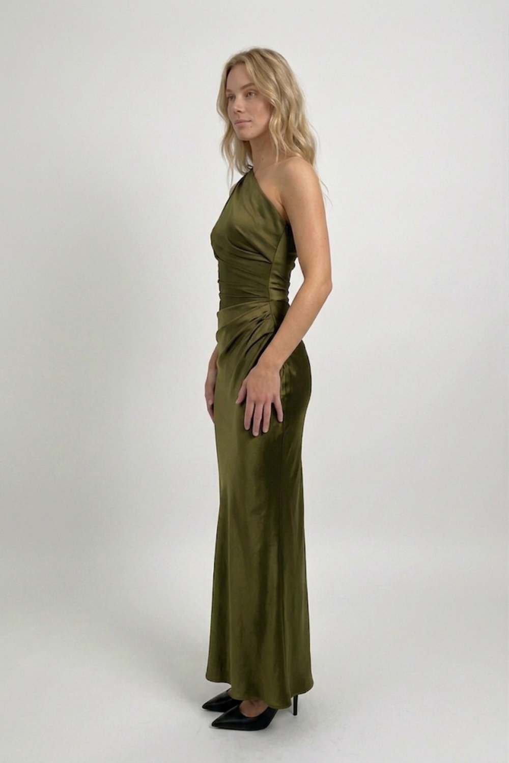 Robe de soirée maxi asymétrique satinée – Image 5