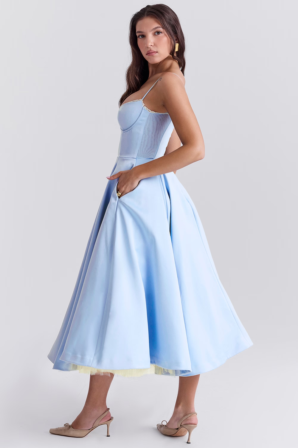 Robe femme corsage structuré jupe évasée – Image 9