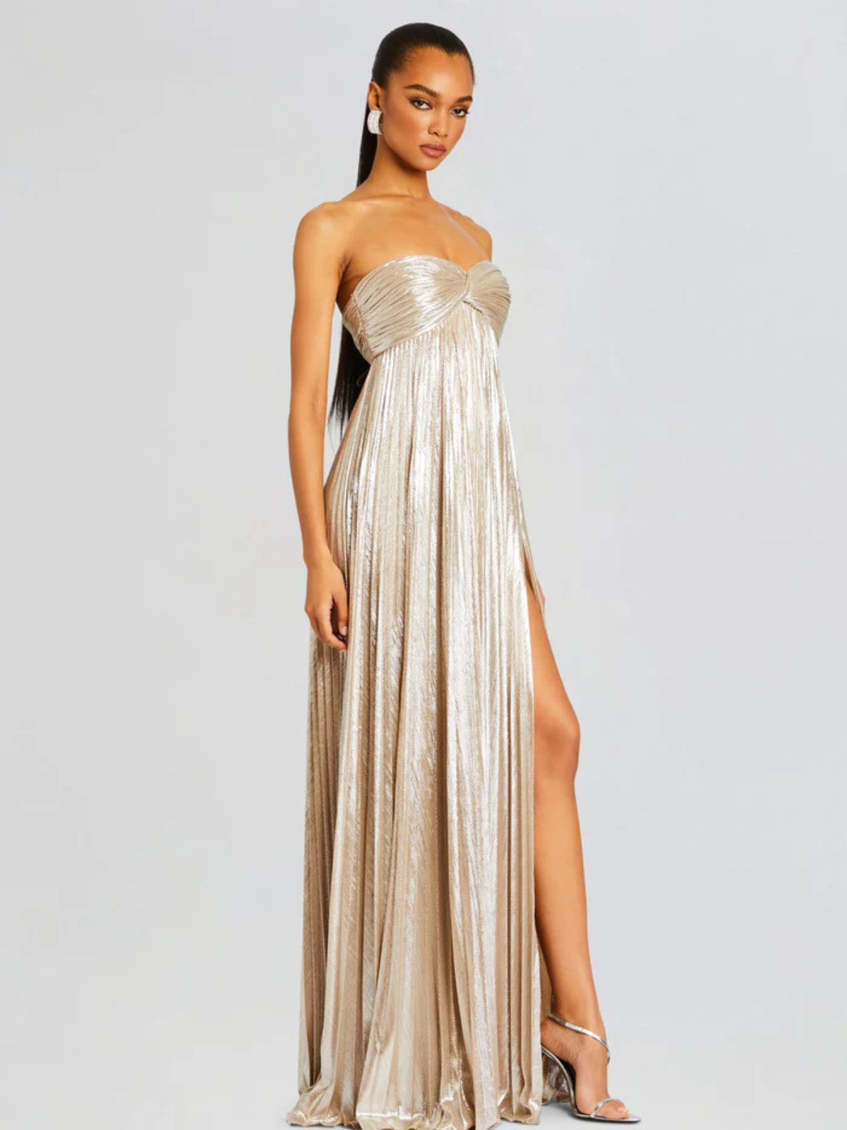 Robe femme soirée métallisée plissée élégante – Image 6