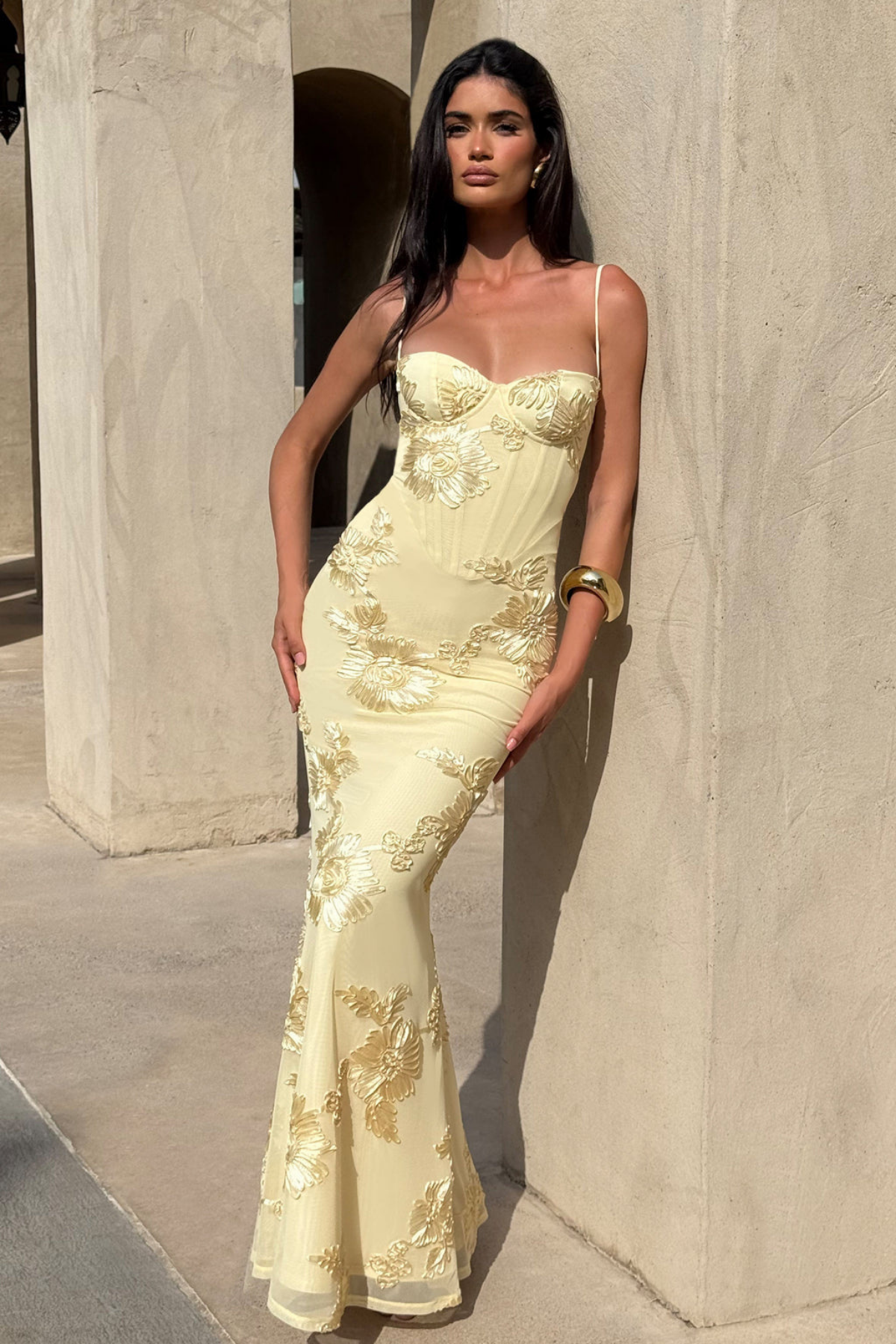 Robe femme coupe corset broderie florale soirée chic – Image 9