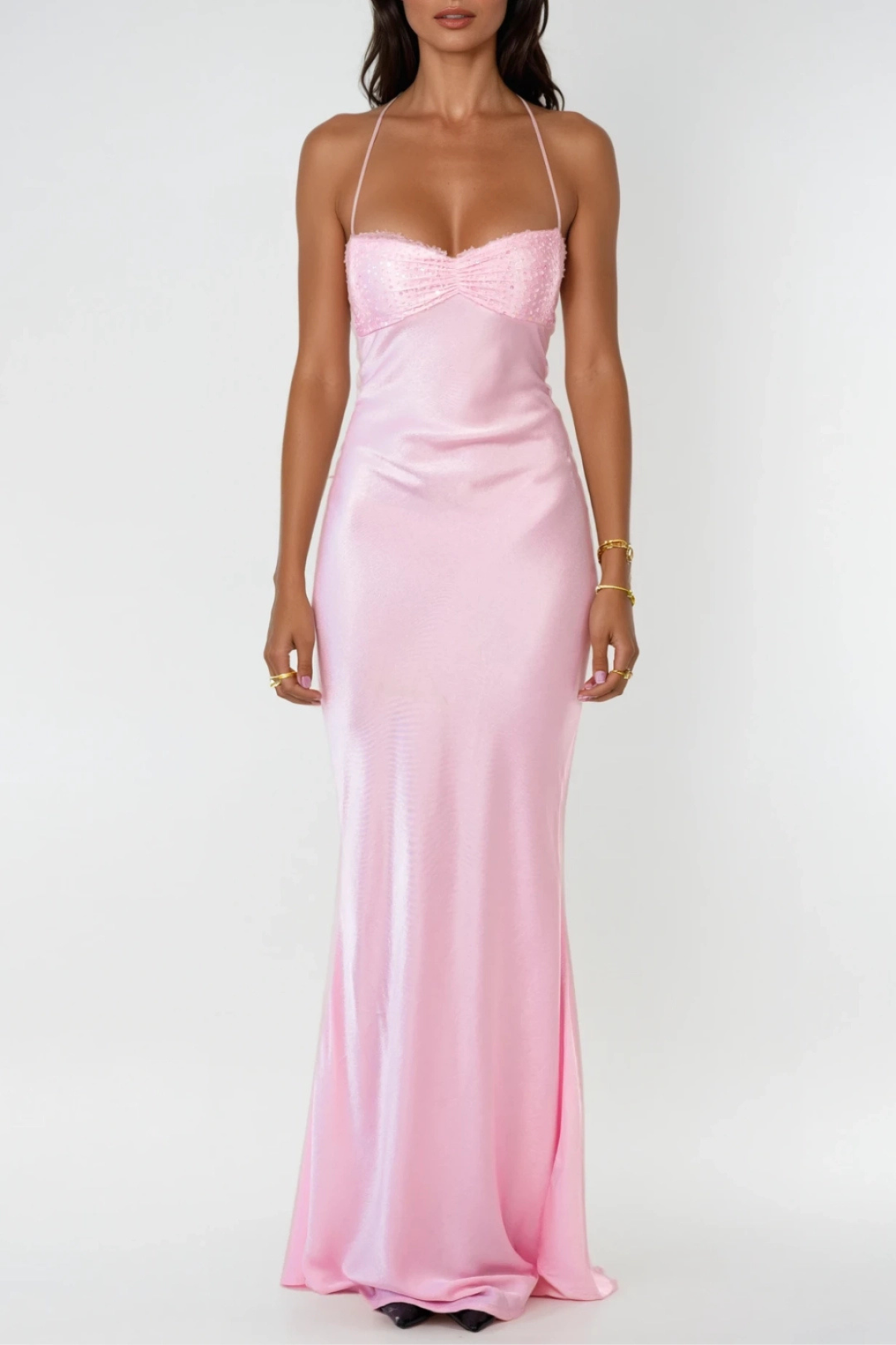 Robe de soirée femme bustier cristaux dos nu – Image 8
