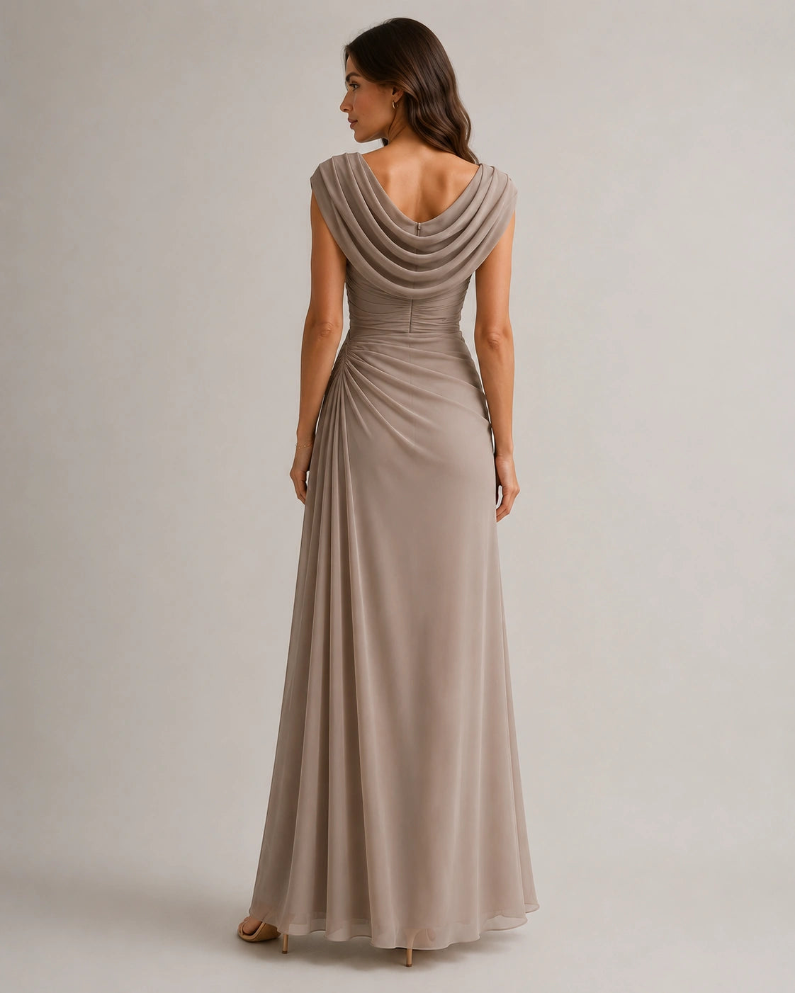 Robe femme soirée élégante col bénitier froncée – Image 9