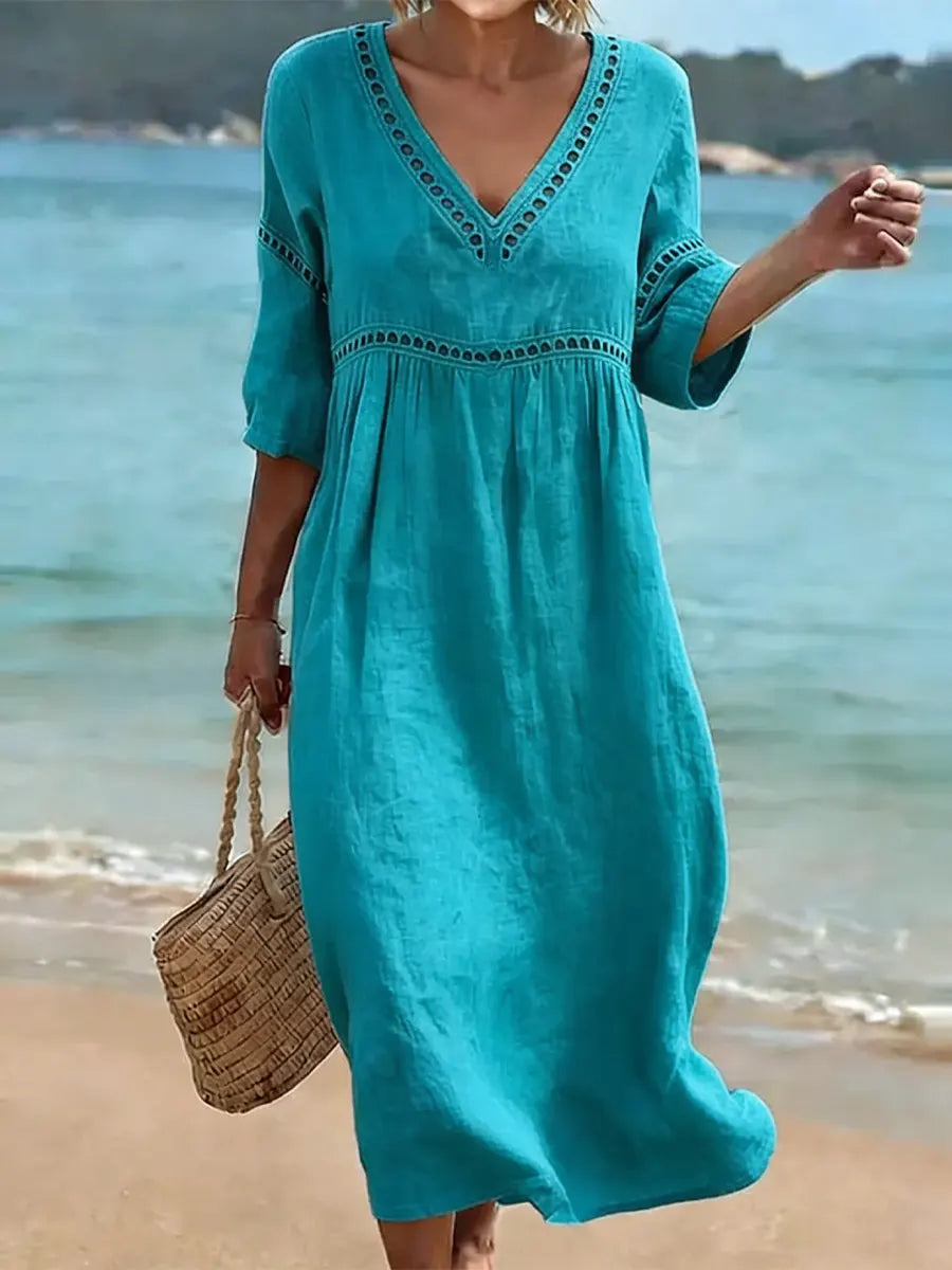 Robe femme coton respirant poches latérales – Image 3
