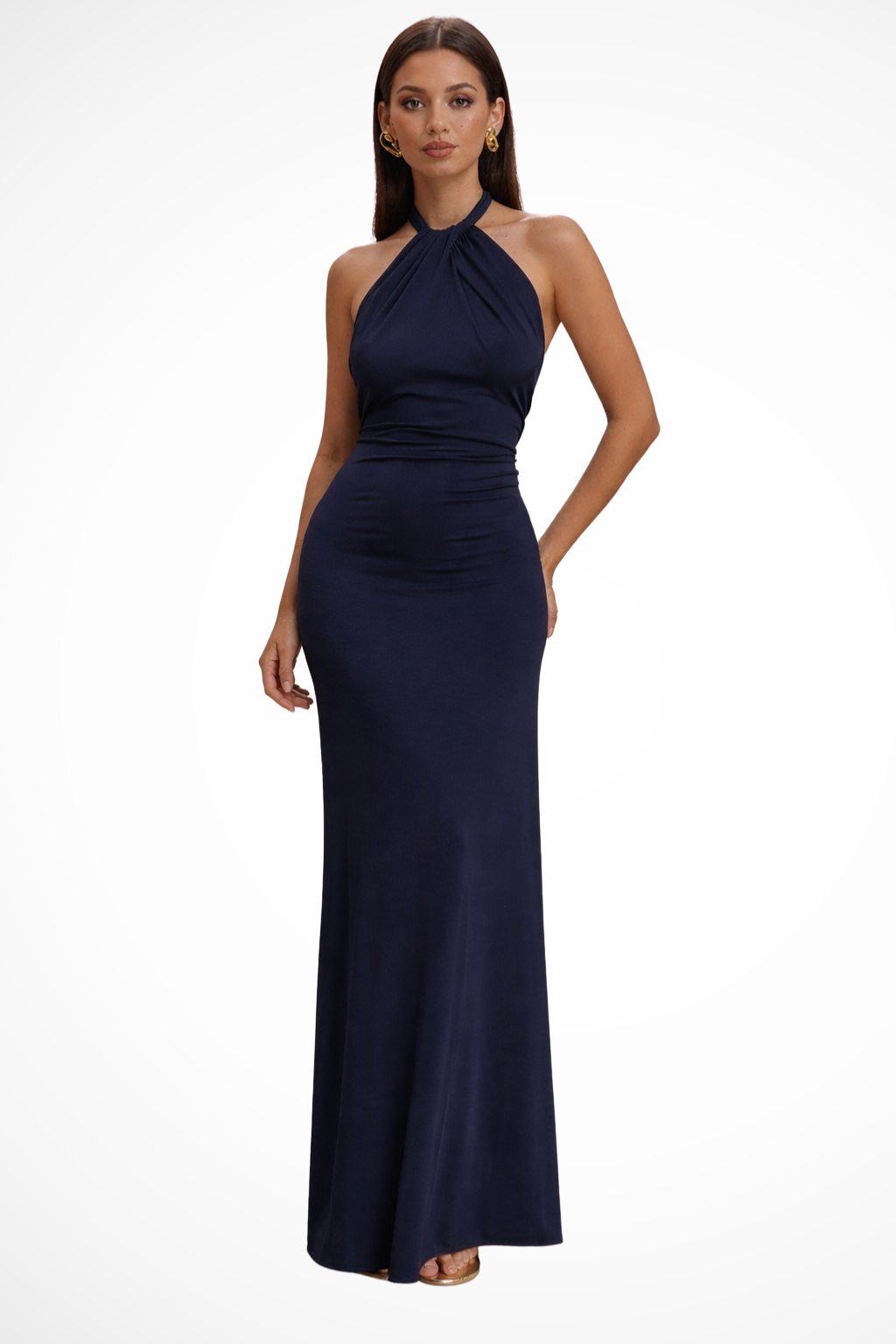 Robe longue moulante dos nu col halter invitée – Image 2