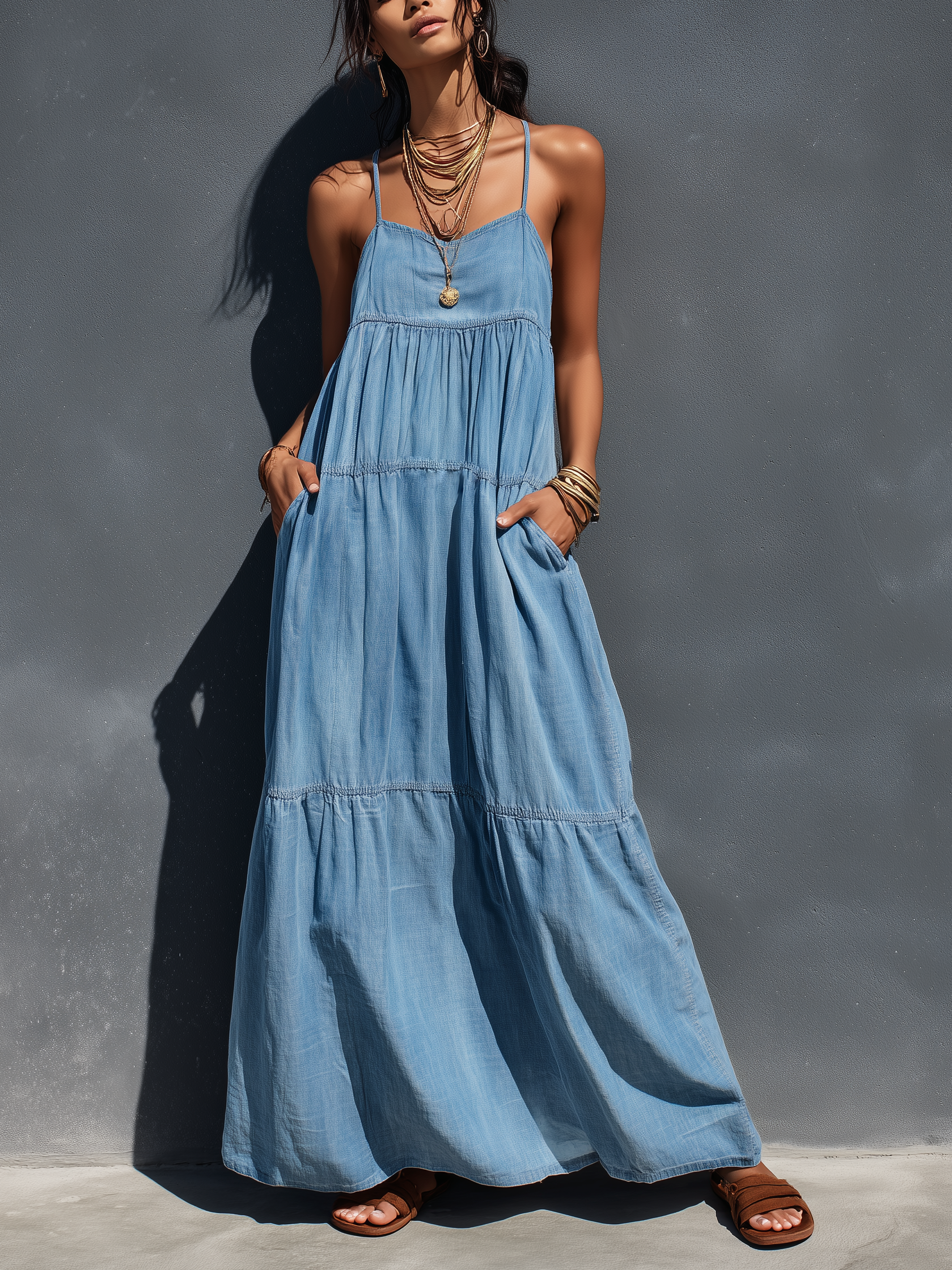 Robe femme denim stretch bretelles réglables confortable
