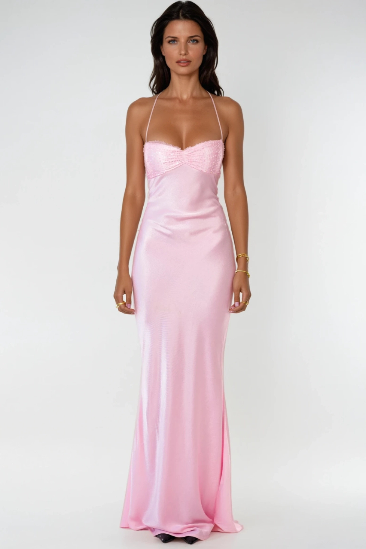Robe de soirée femme bustier cristaux dos nu – Image 2