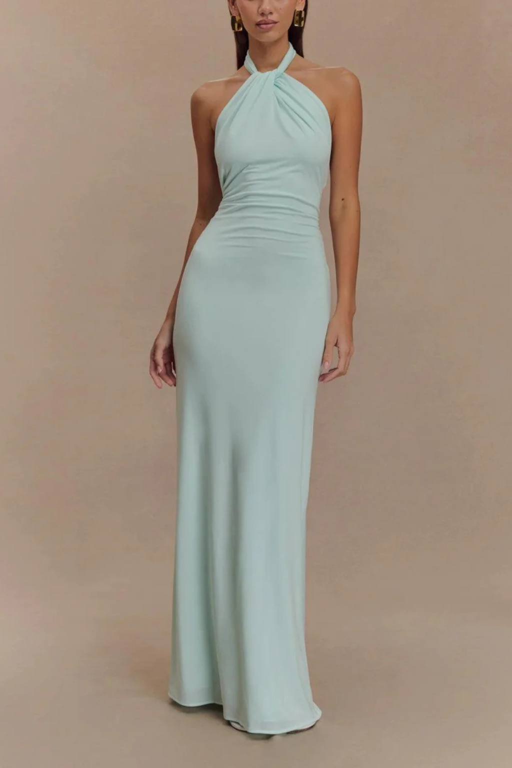 Robe longue moulante dos nu col halter invitée – Image 4