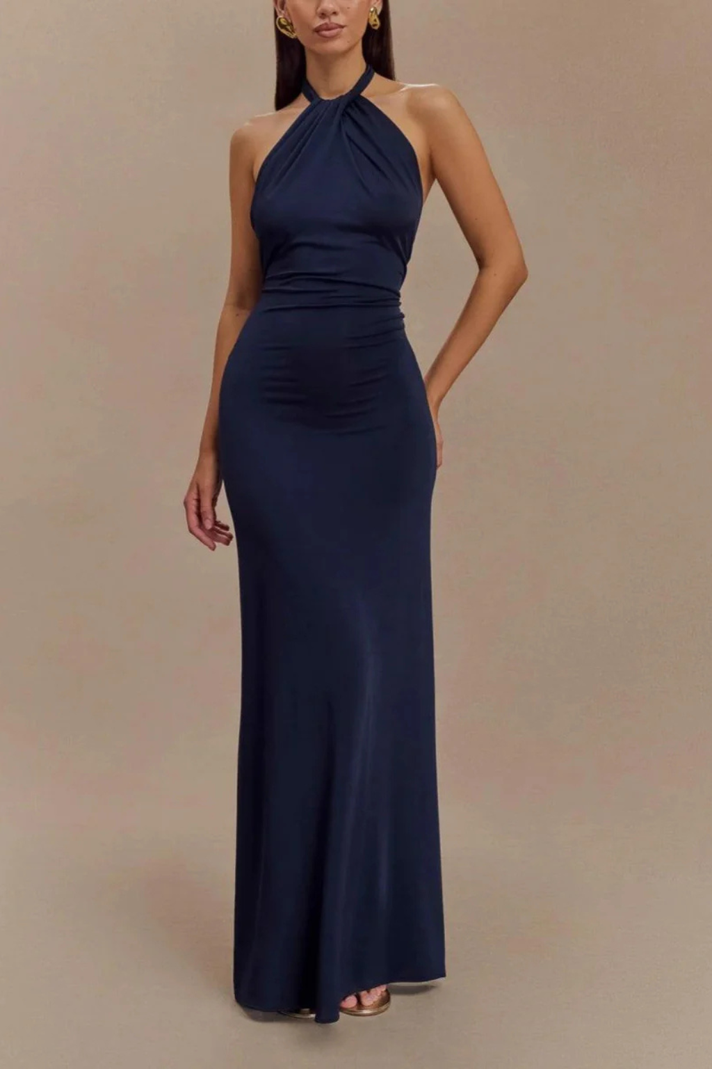Robe longue moulante dos nu col halter invitée – Image 8