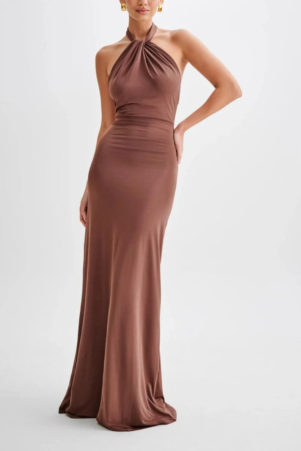 Robe longue moulante dos nu col halter invitée – Image 9