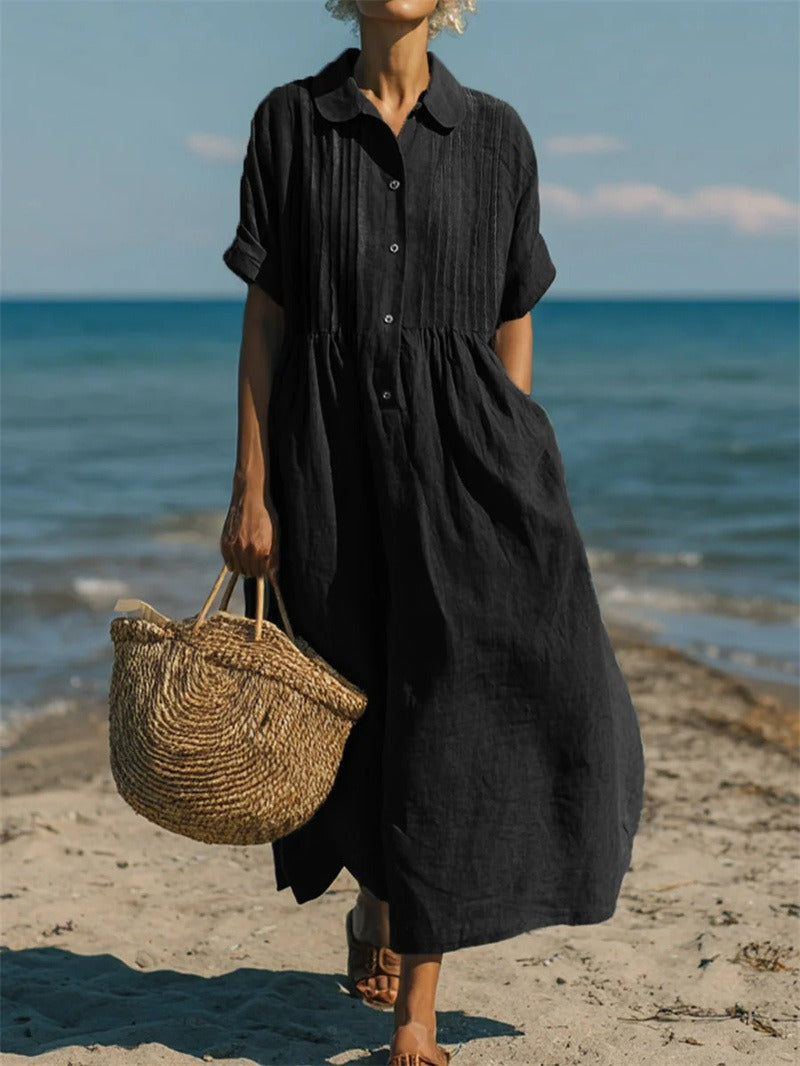 Robe femme coton respirant coupe décontractée midi – Image 8
