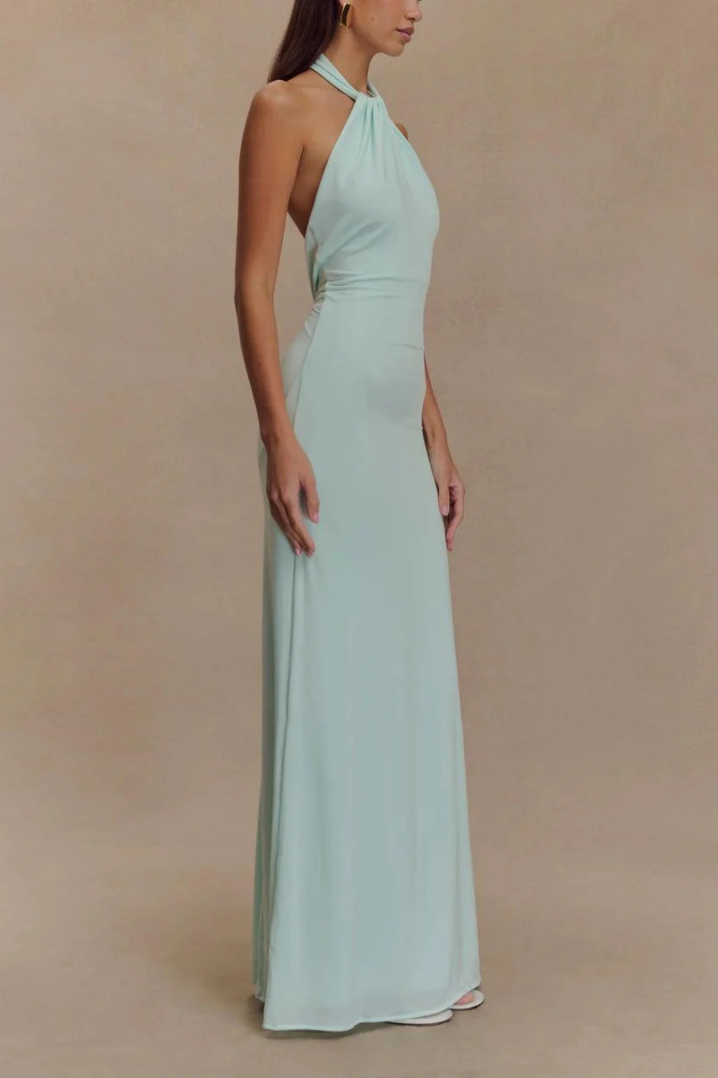 Robe longue moulante dos nu col halter invitée – Image 5