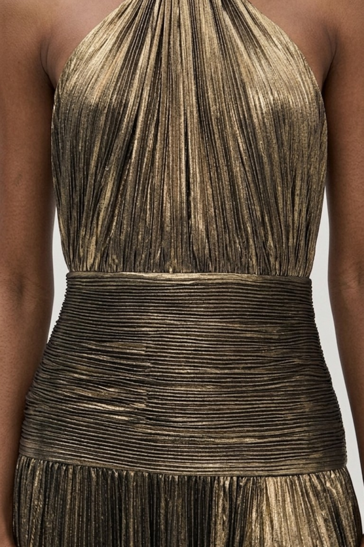 Robe femme halter plissée fente latérale élégante – Image 10