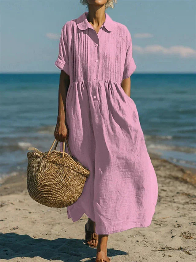 Robe femme coton respirant coupe décontractée midi – Image 4