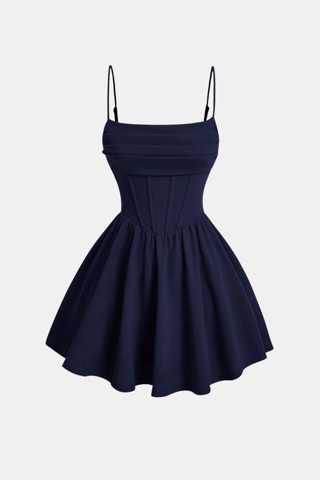 Robe femme bustier froncé taille haute col carré soirée – Image 8