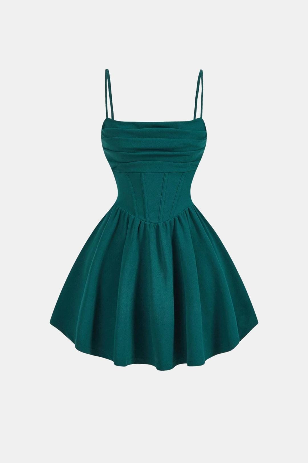 Robe femme bustier froncé taille haute col carré soirée – Image 9
