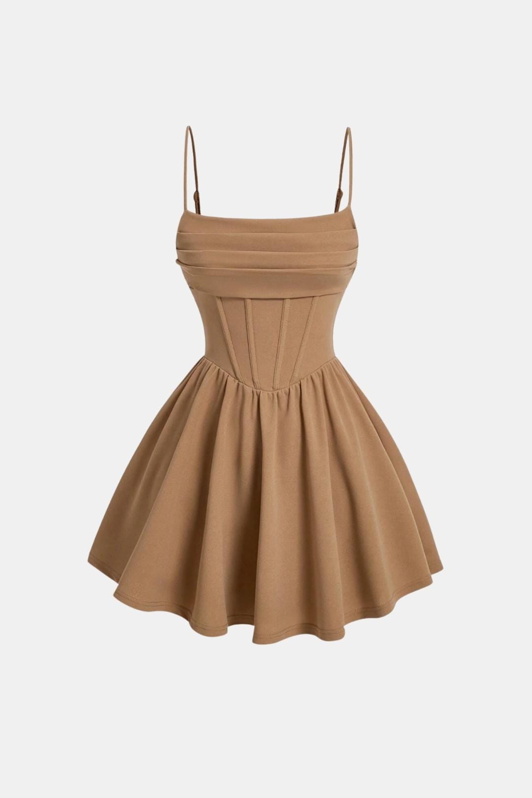 Robe femme bustier froncé taille haute col carré soirée – Image 10