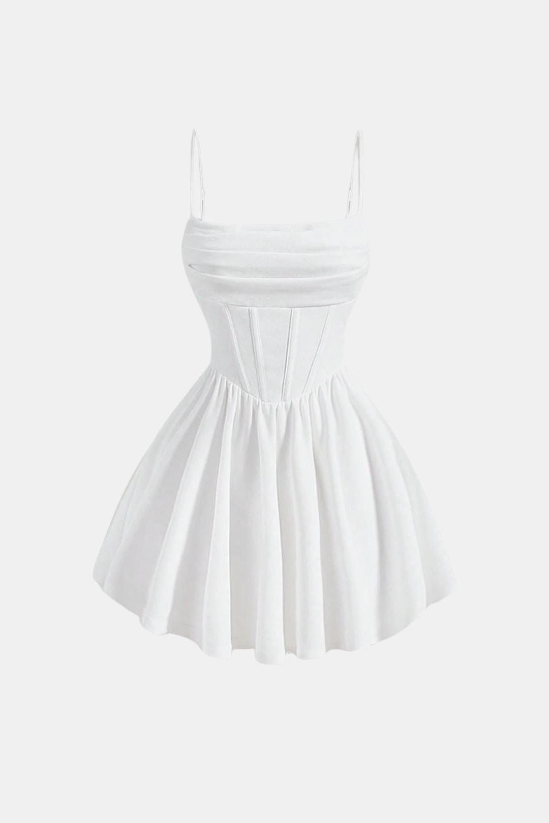 Robe femme bustier froncé taille haute col carré soirée – Image 2