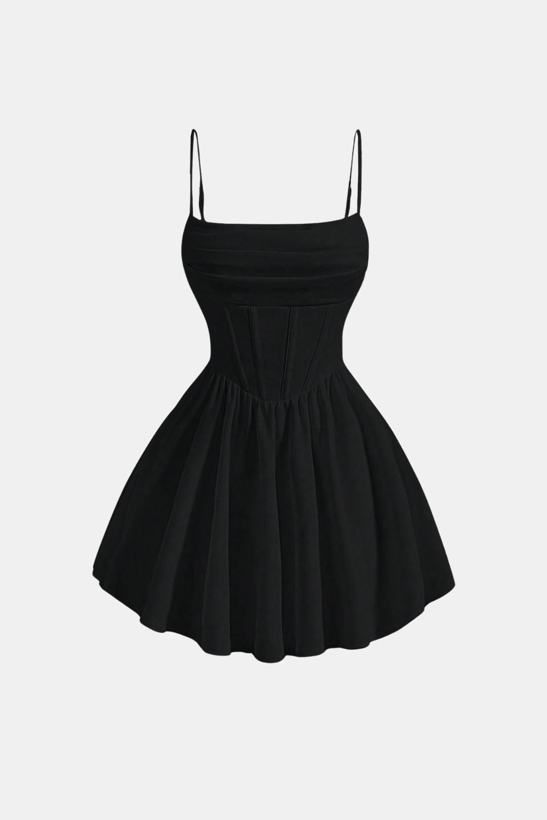 Robe femme bustier froncé taille haute col carré soirée – Image 11