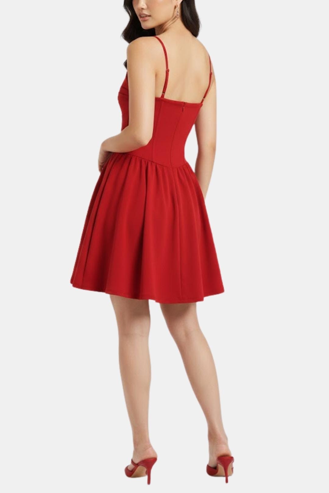 Robe femme bustier froncé taille haute col carré soirée – Image 13