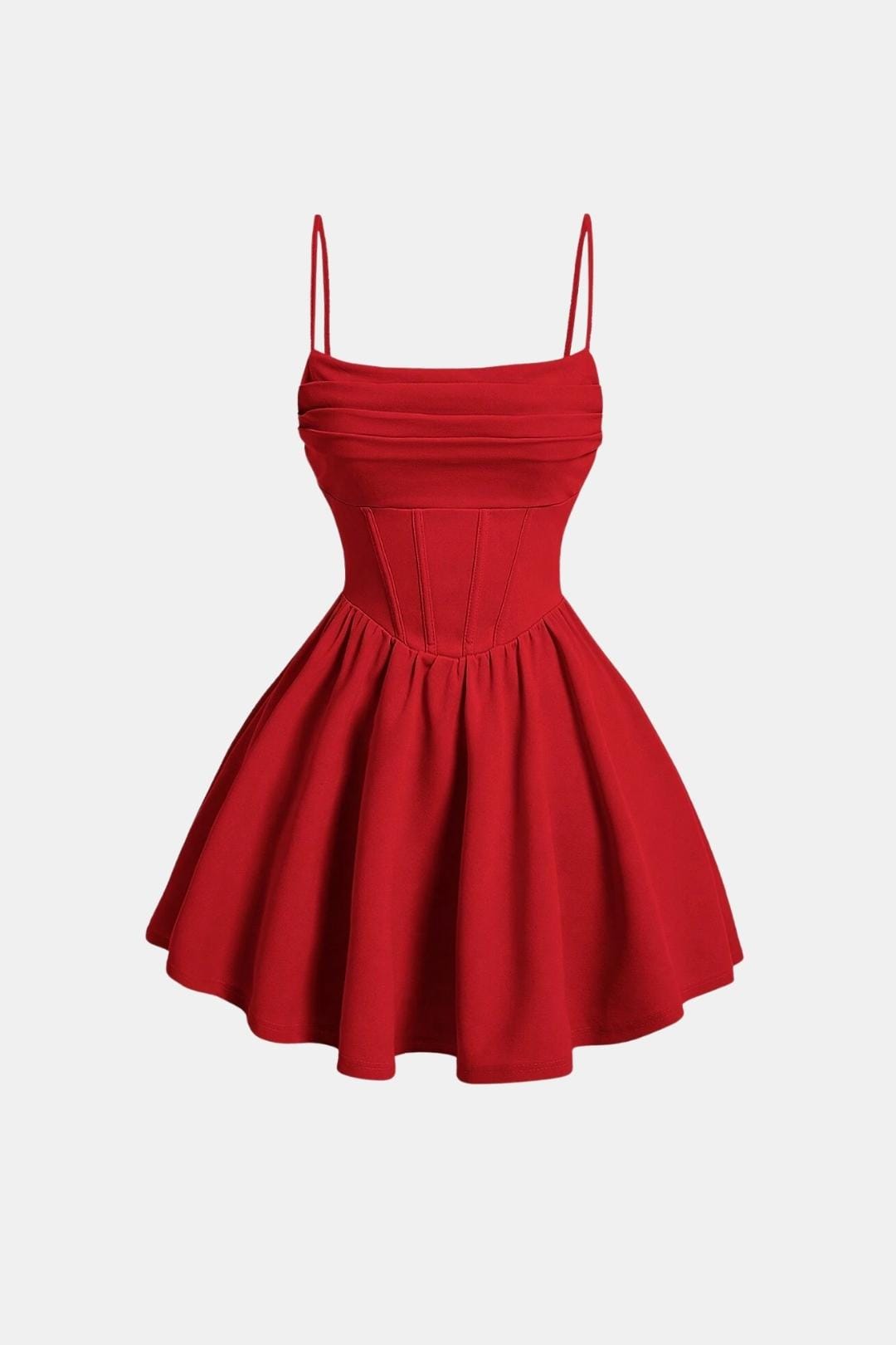 Robe femme bustier froncé taille haute col carré soirée – Image 3