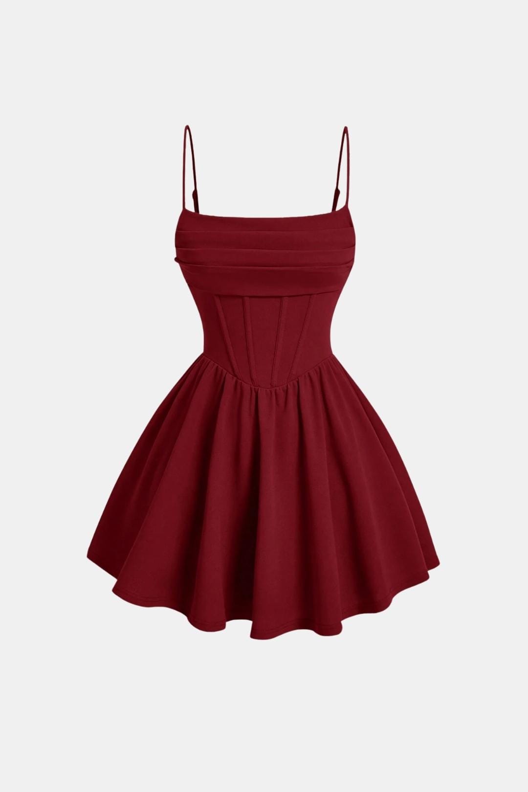 Robe femme bustier froncé taille haute col carré soirée – Image 4