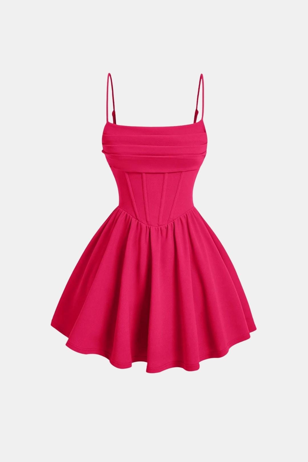 Robe femme bustier froncé taille haute col carré soirée – Image 5