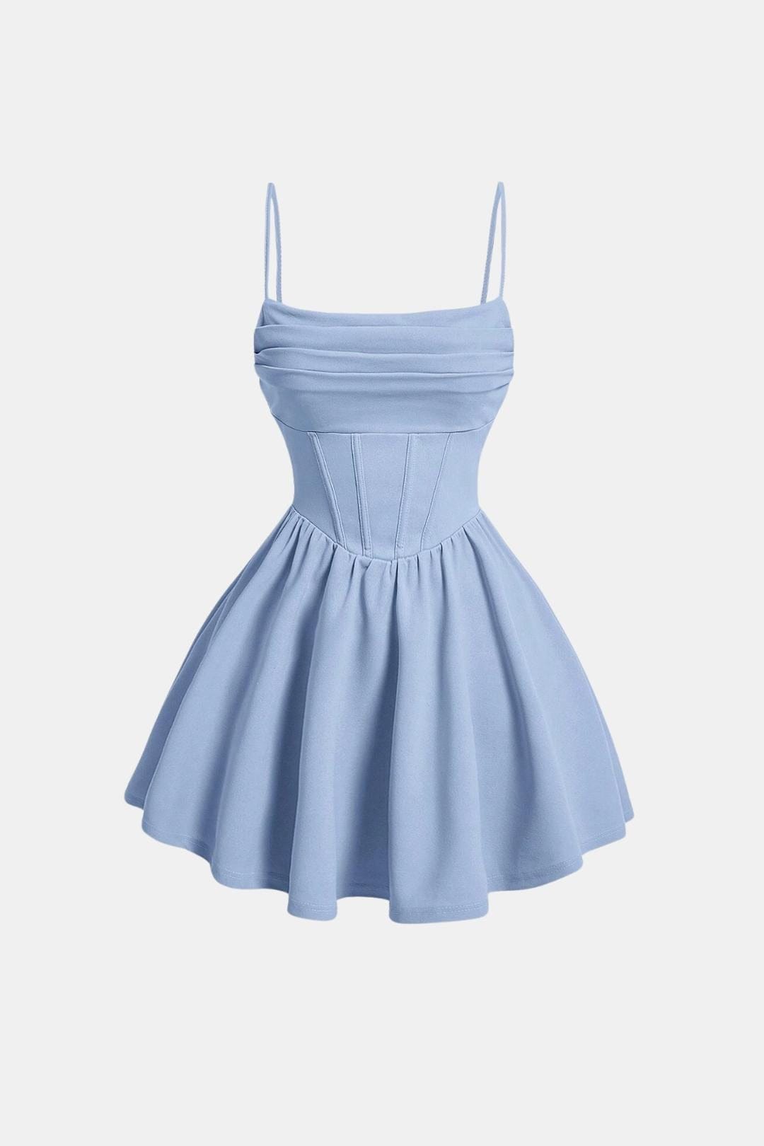 Robe femme bustier froncé taille haute col carré soirée – Image 7