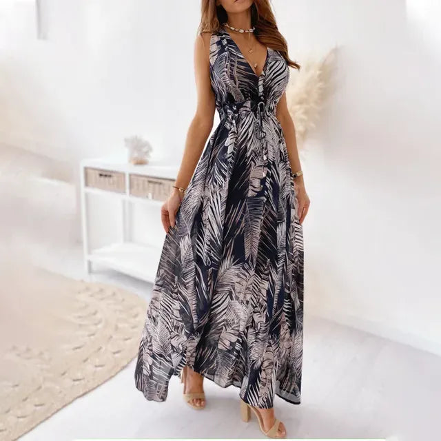Robe longue femme ample fluide décontractée été