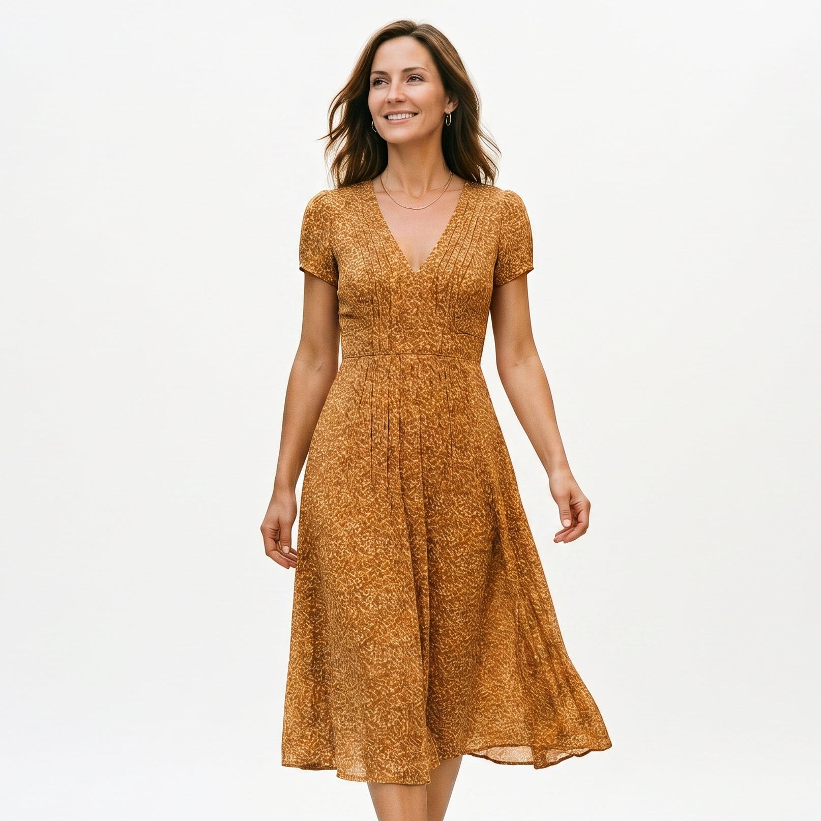 Robe femme décolleté V ourlet fluide polyvalente – Image 2