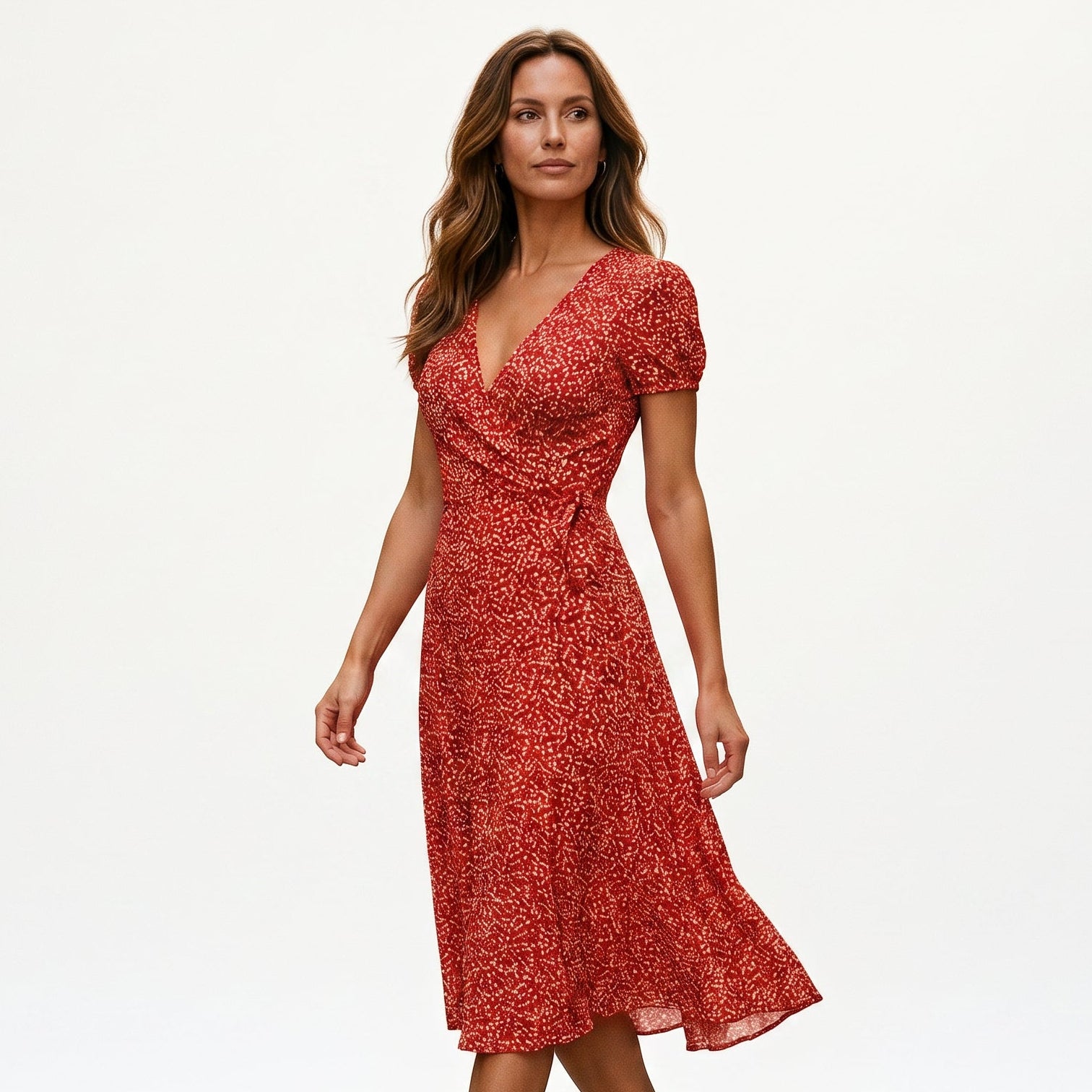 Robe femme décolleté V ourlet fluide polyvalente – Image 5