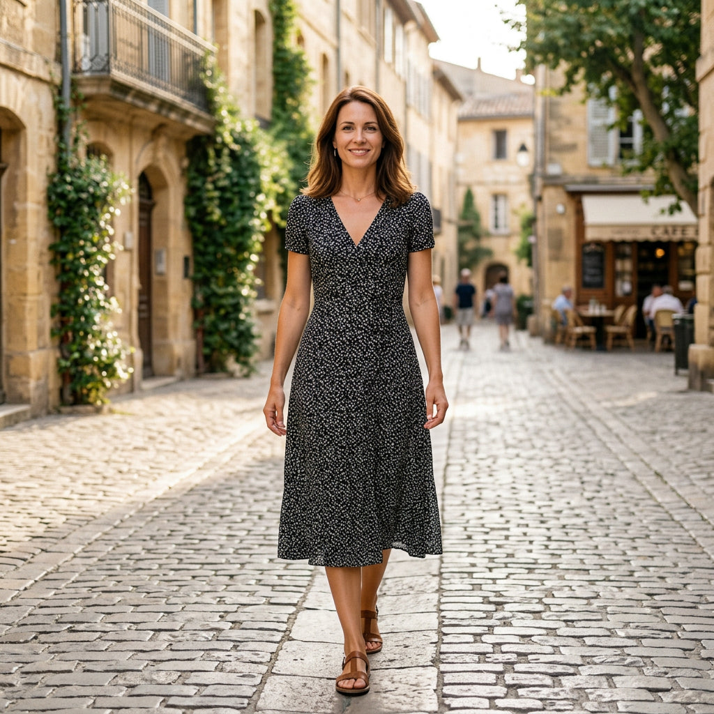 Robe femme décolleté V ourlet fluide polyvalente – Image 11