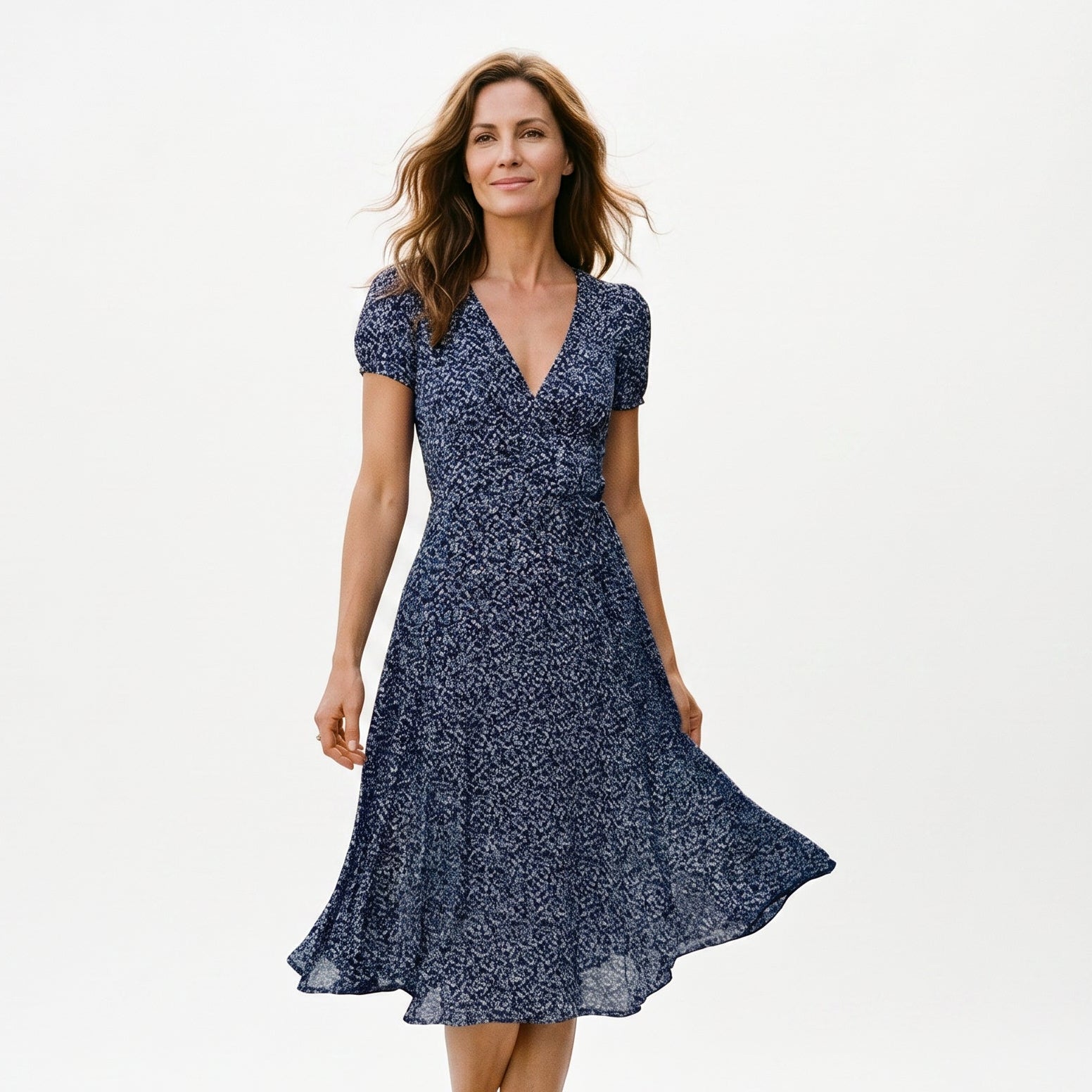 Robe femme décolleté V ourlet fluide polyvalente – Image 4