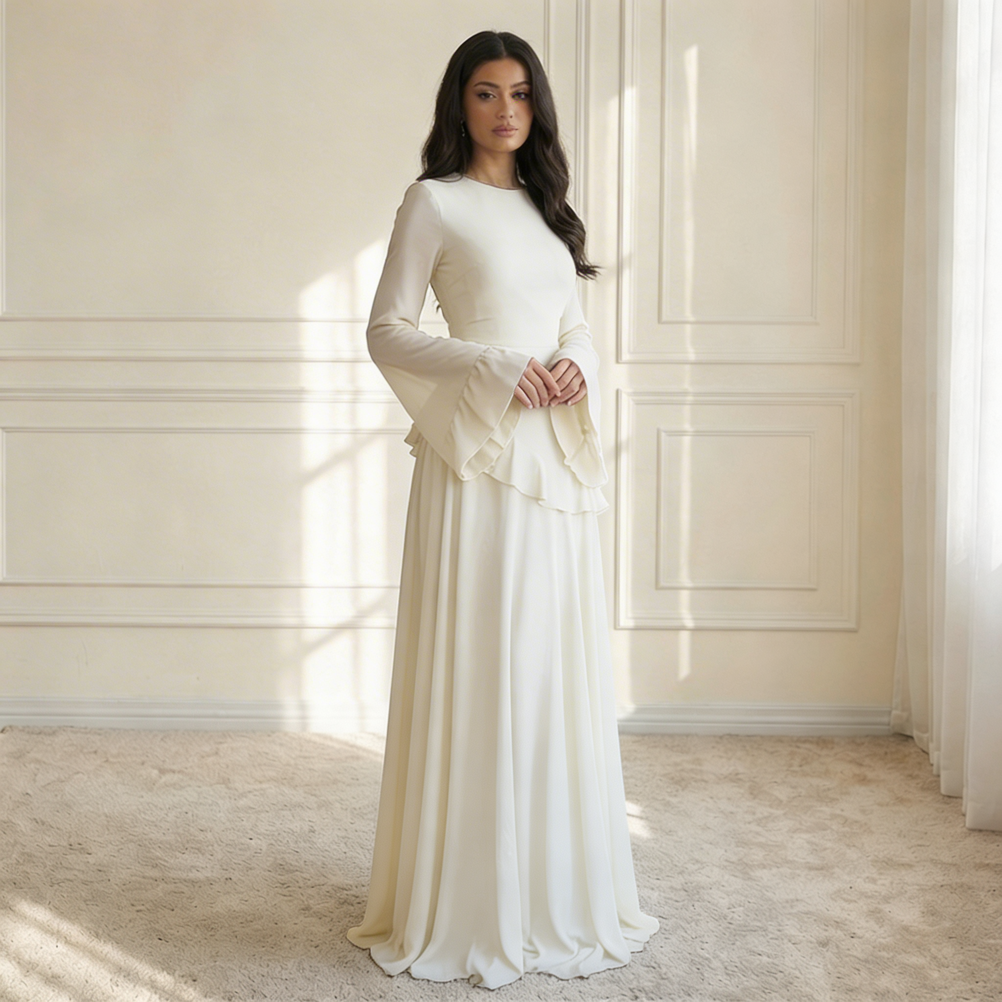Robe longue femme corsage ajusté silhouette allongeante