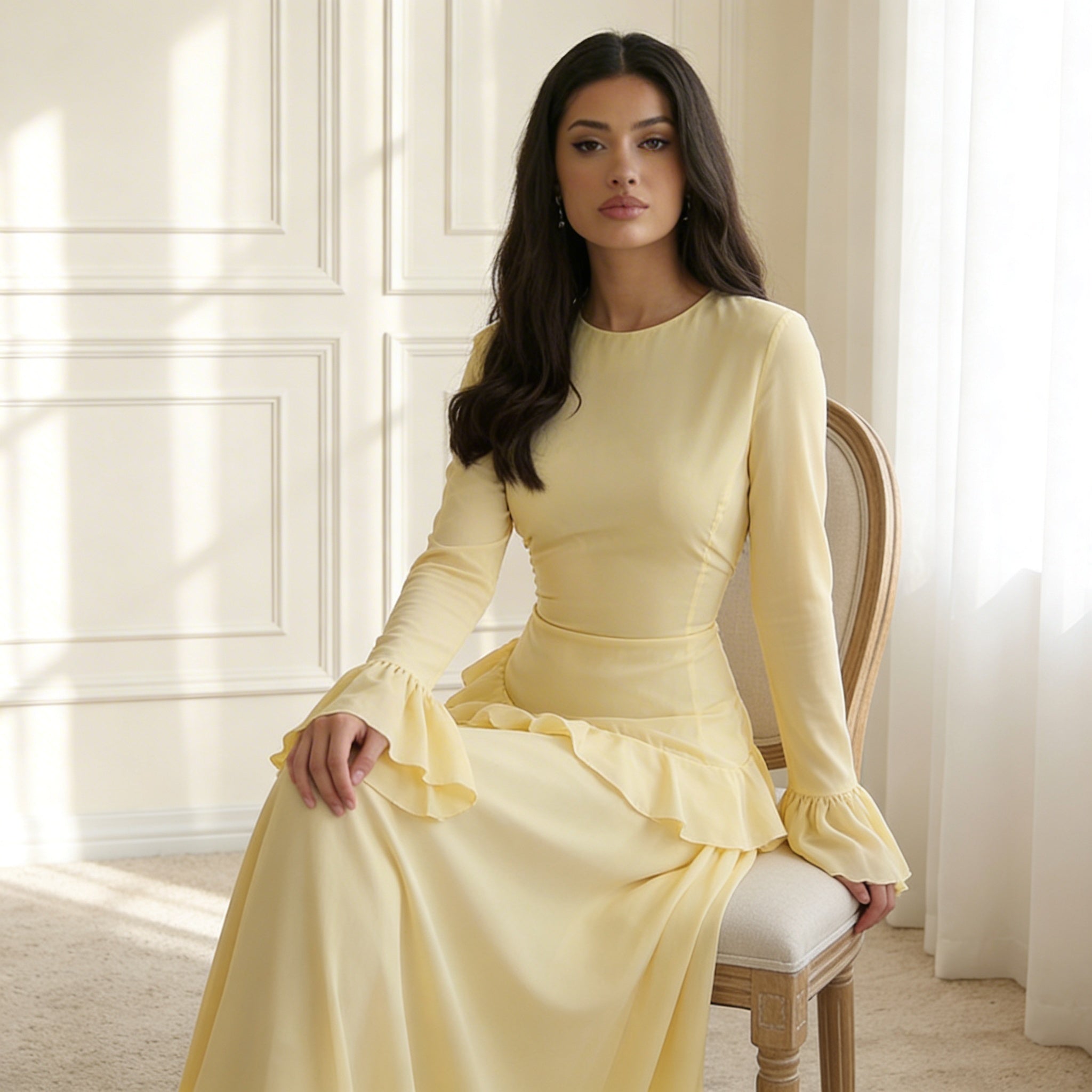 Robe longue femme corsage ajusté silhouette allongeante – Image 7