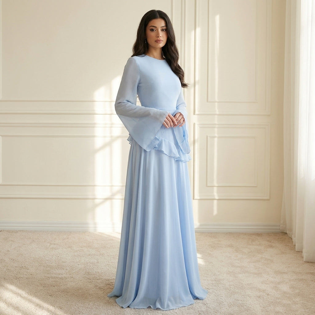Robe longue femme corsage ajusté silhouette allongeante – Image 3