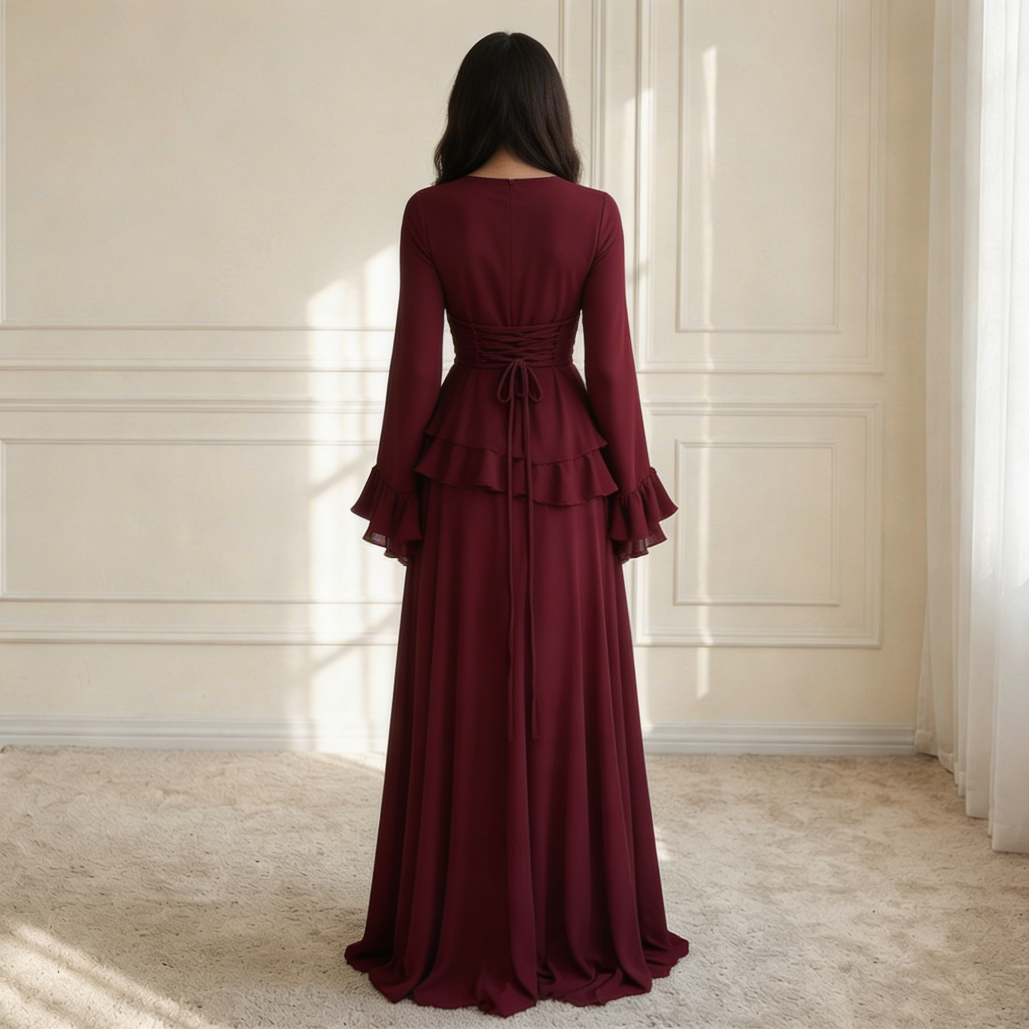 Robe longue femme corsage ajusté silhouette allongeante – Image 9