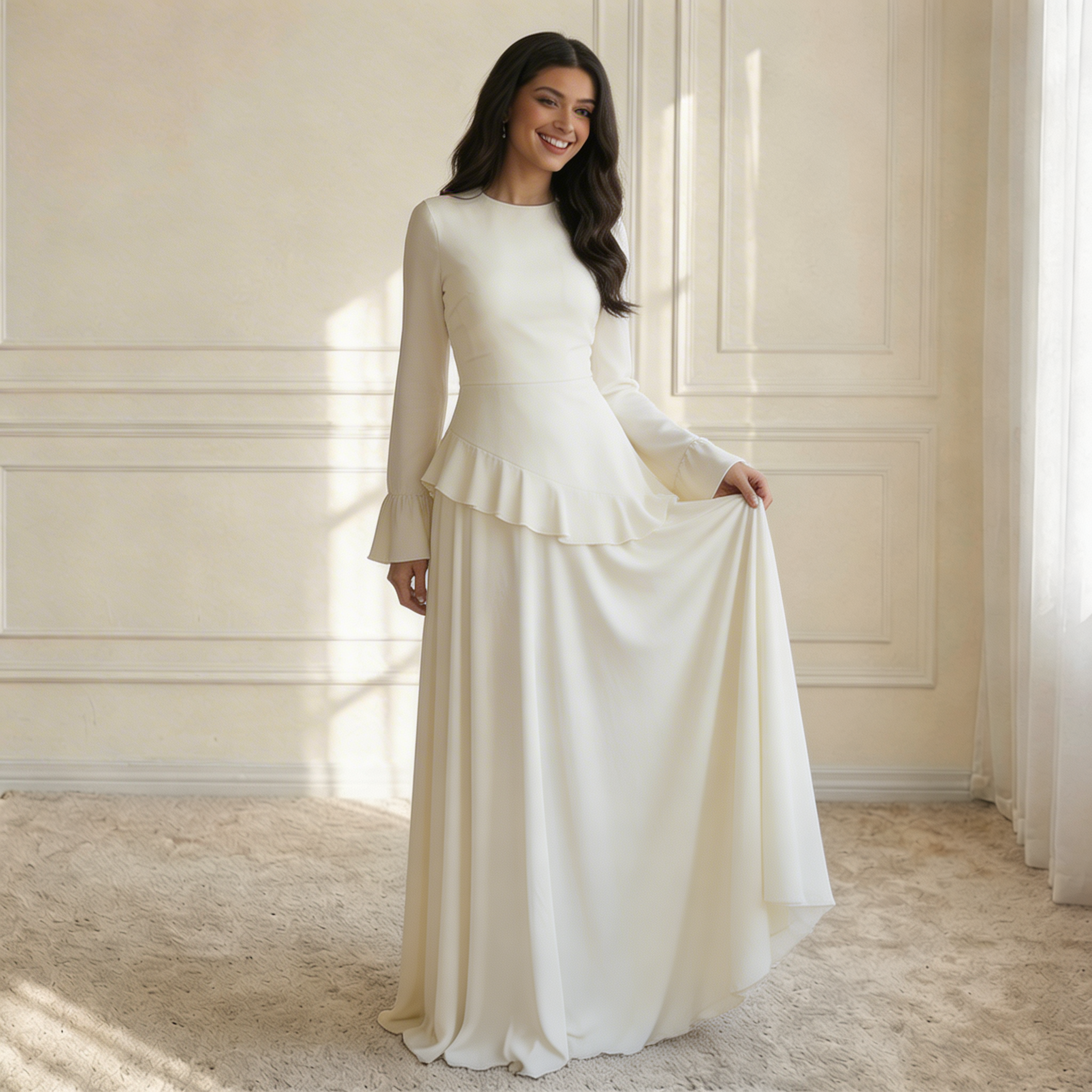 Robe longue femme corsage ajusté silhouette allongeante – Image 10
